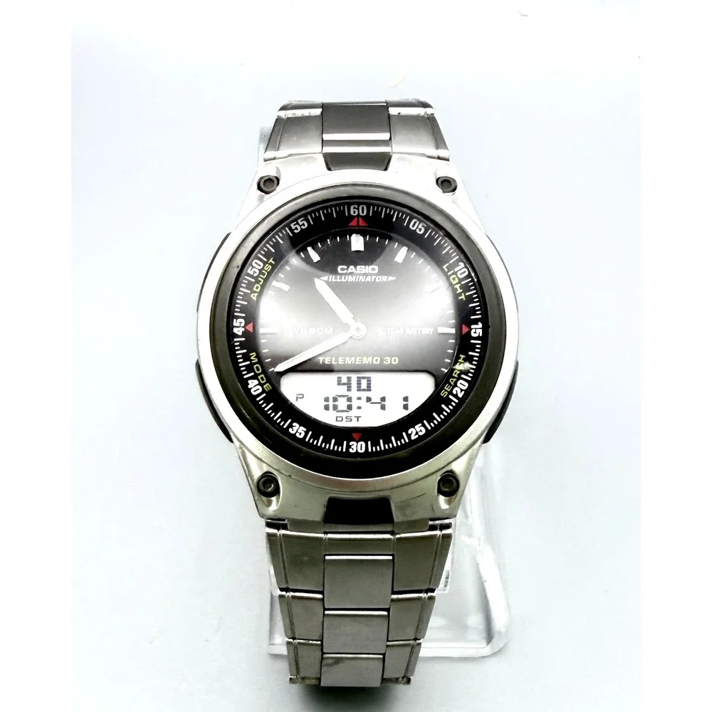 Casio Telememo 30 AW-80 Ana-Digi World Time Alarm Men's Watch Working
